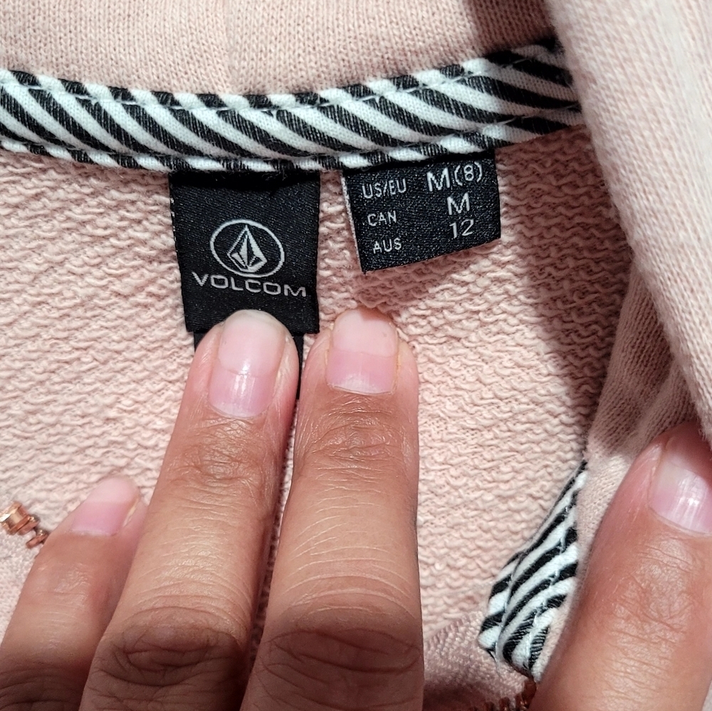 Volcom Light Pink Zipper Hoodie Size Medium - Picture 8 of 10